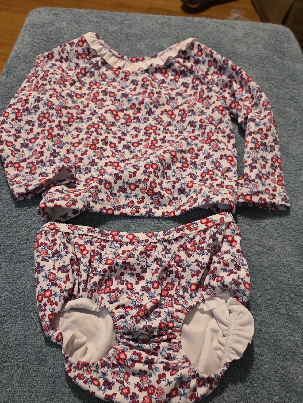 Janie and Jack Red and Blue Floral Two-Piece Swim Set